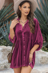3/4 Sleeve Tunic Babydoll Velvet Shirt