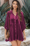 3/4 Sleeve Tunic Babydoll Velvet Shirt