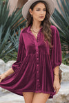 3/4 Sleeve Tunic Babydoll Velvet Shirt