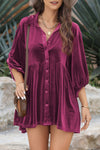 3/4 Sleeve Tunic Babydoll Velvet Shirt