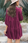 3/4 Sleeve Tunic Babydoll Velvet Shirt