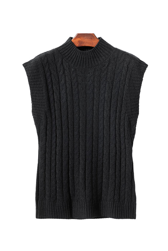 Cable Knit High Neck Sweater Vest
