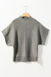 Mock Neck Batwing Short Sleeve Knit Sweater