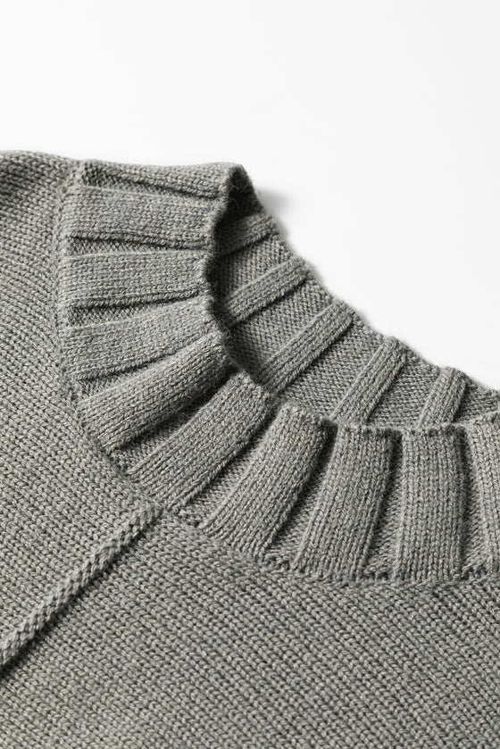 Mock Neck Batwing Short Sleeve Knit Sweater