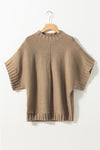 Mock Neck Batwing Short Sleeve Knit Sweater