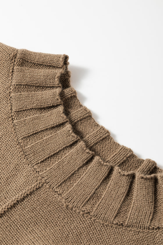 Mock Neck Batwing Short Sleeve Knit Sweater