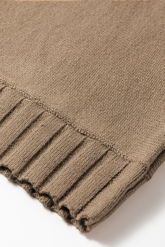 Mock Neck Batwing Short Sleeve Knit Sweater