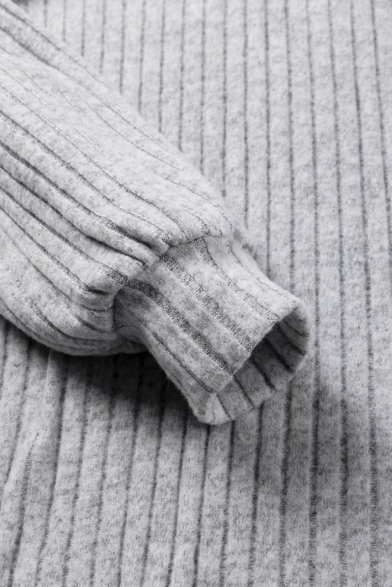 Contrast Lace Raglan Sleeve Buttoned Ribbed Top