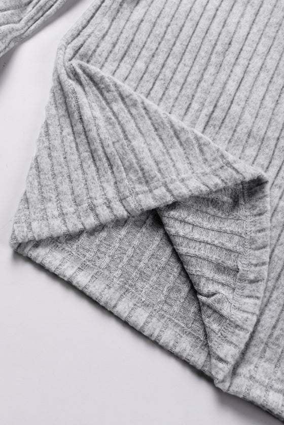 Contrast Lace Raglan Sleeve Buttoned Ribbed Top