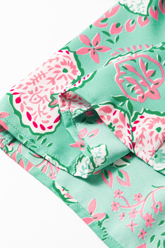 Boho Paisley Print Flowy Wide Leg Pants