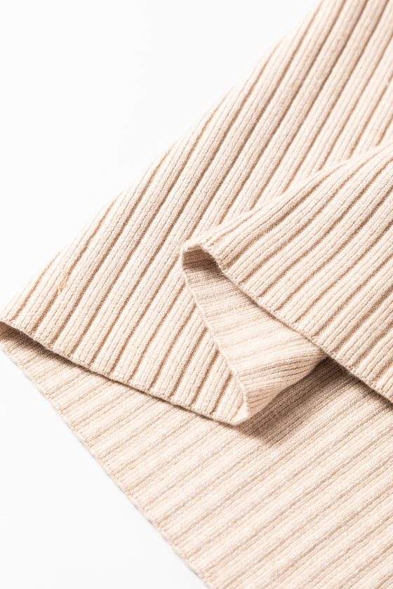 Patch Pocket Ribbed Knit Short Sleeve Sweater Dress