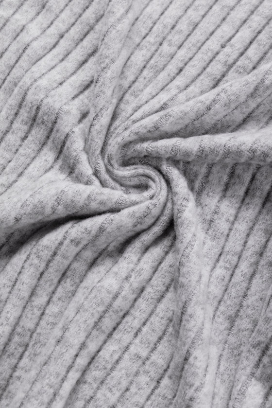 Contrast Lace Raglan Sleeve Buttoned Ribbed Top