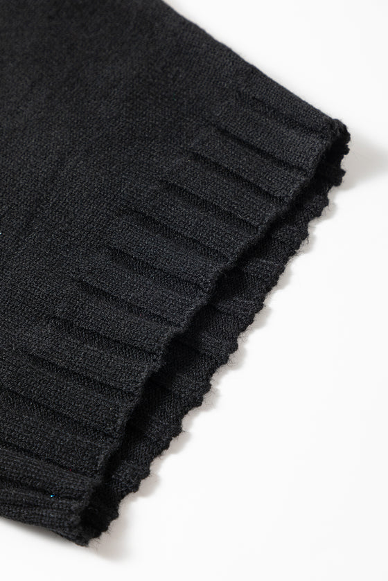 Mock Neck Batwing Short Sleeve Knit Sweater