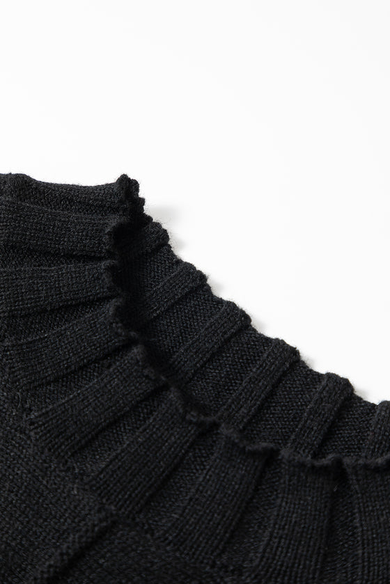 Mock Neck Batwing Short Sleeve Knit Sweater