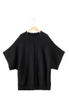 Mock Neck Batwing Short Sleeve Knit Sweater