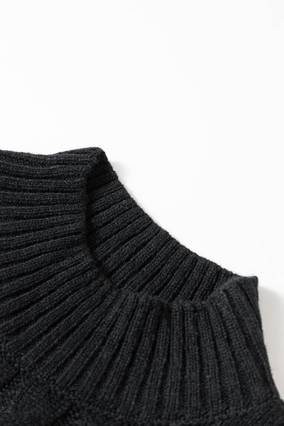 Cable Knit High Neck Sweater Vest