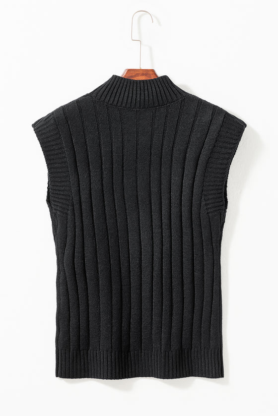 Cable Knit High Neck Sweater Vest