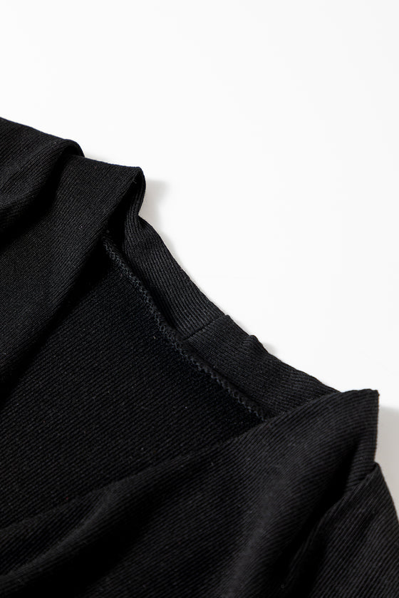 Solid Color V Neck Wrap Mesh Sleeves Bodysuit