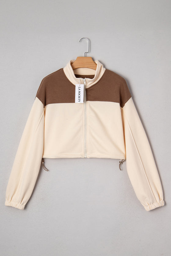 LA SOCIETY Color Block Drawstring Cropped Athleisure Jacket