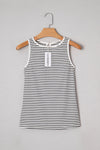 LA SOCIETY Striped Print Ribbed Knit Sleeveless Tank Top
