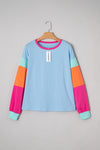 LA SOCIETY Colorblock Patchwork Long Sleeve Loose Top