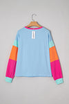 LA SOCIETY Colorblock Patchwork Long Sleeve Loose Top