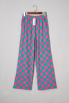 LA Society Green 2-Tone Checked Print High Waist Wide Leg Pants
