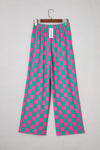 LA Society Green 2-Tone Checked Print High Waist Wide Leg Pants