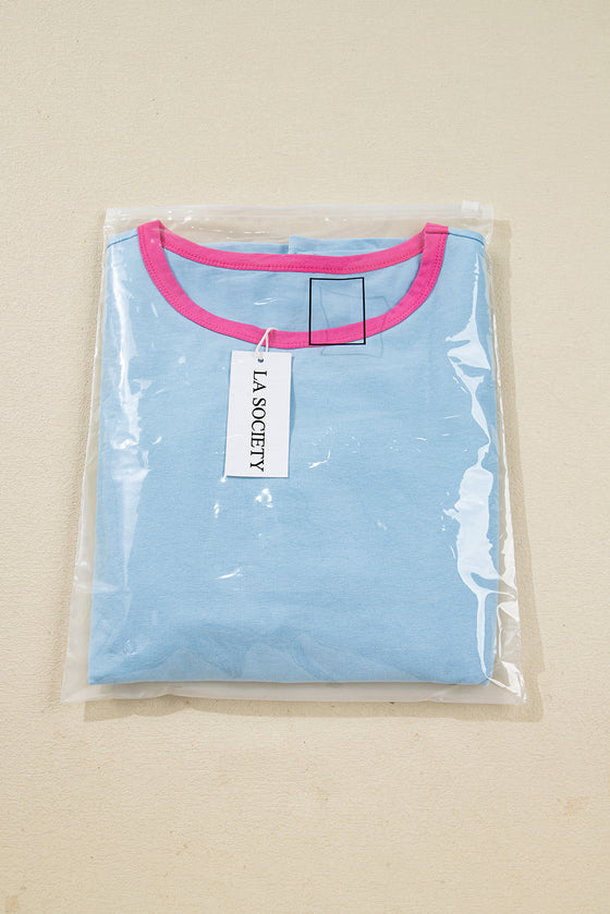 LA SOCIETY Colorblock Patchwork Long Sleeve Loose Top