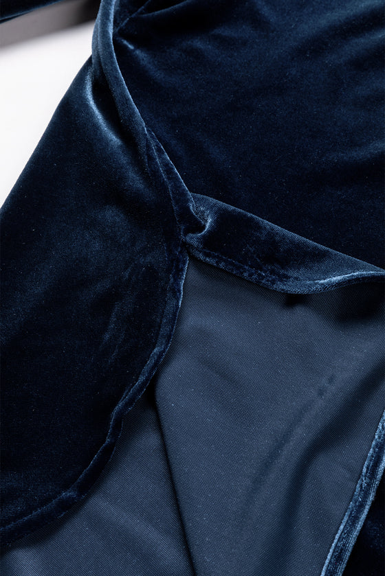 Frilled Neck Buttoned Front Velvet Top