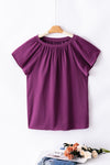 Pleated Flutter Sleeve Satin Top