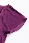 Pleated Flutter Sleeve Satin Top