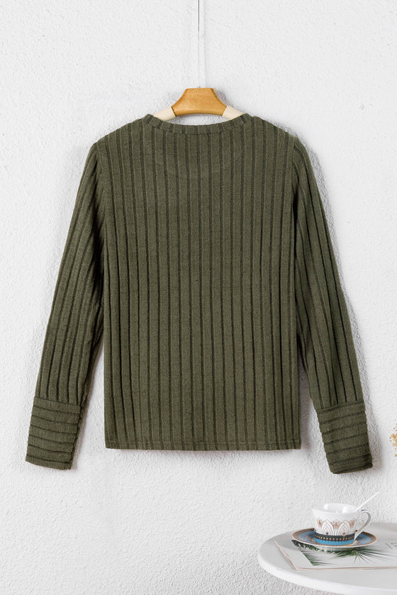 Ribbed Knit Long Sleeve Top