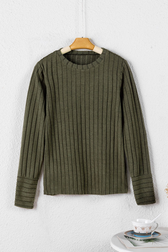 Ribbed Knit Long Sleeve Top