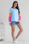 LA SOCIETY Colorblock Patchwork Long Sleeve Loose Top