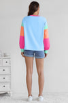 LA SOCIETY Colorblock Patchwork Long Sleeve Loose Top