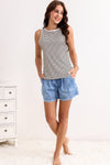 LA SOCIETY Striped Print Ribbed Knit Sleeveless Tank Top