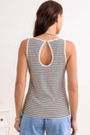 LA SOCIETY Striped Print Ribbed Knit Sleeveless Tank Top