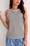 LA SOCIETY Striped Print Ribbed Knit Sleeveless Tank Top