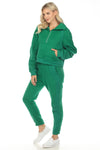 Green Half Zip Sweatshirt And Sweatpants Sports Set
