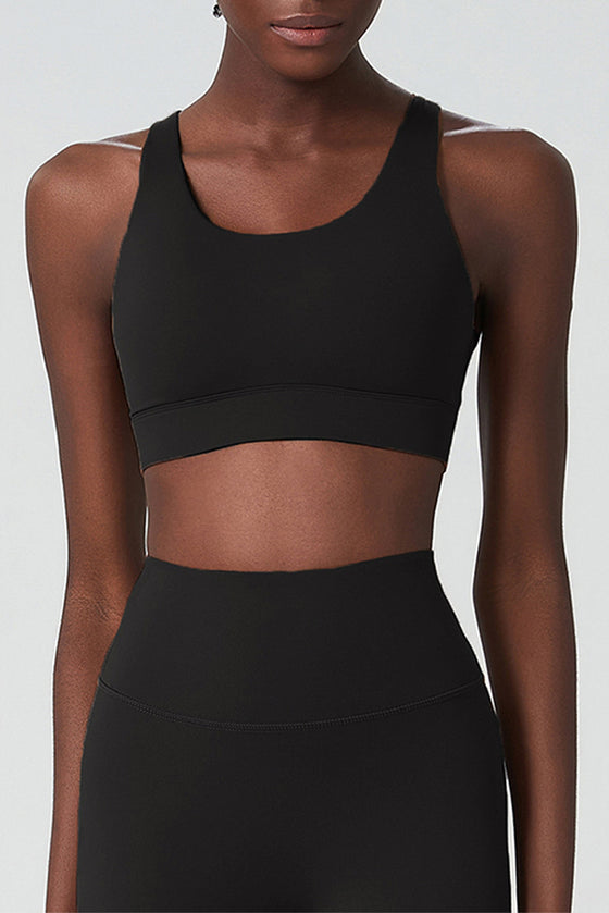 Black Solid Color Racerback Sleeveless Sports Yoga Top