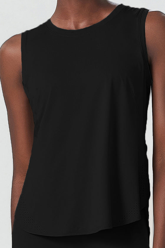 Black Solid Color Quick Dry Active Tank Top