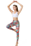 Orange Printed High Waist Tummy Control Active Leggings