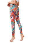 Orange Printed High Waist Tummy Control Active Leggings