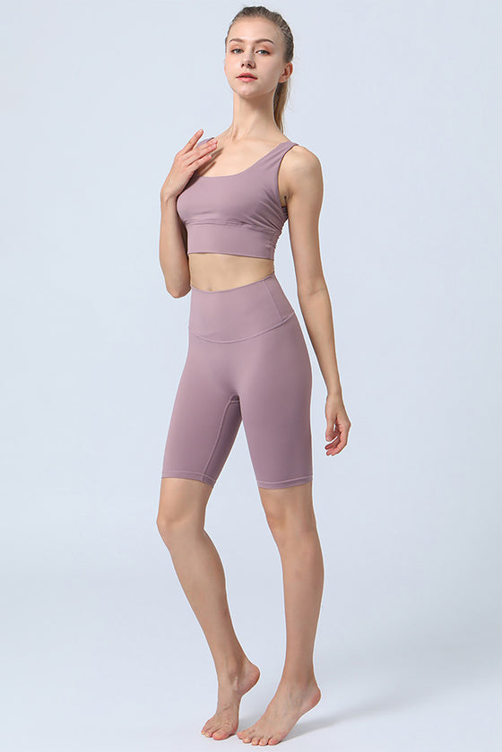 Light Pink High Waist Tummy Control Active Shorts