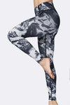 Gray Digital Printed High Waist Tummy Control Active Leggings