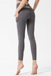 Philippine Gray Side Pocket Criss Cross Straps High Waist Sports Leggings
