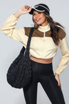 LA SOCIETY Color Block Drawstring Cropped Athleisure Jacket