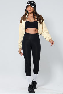  LA SOCIETY Color Block Drawstring Cropped Athleisure Jacket