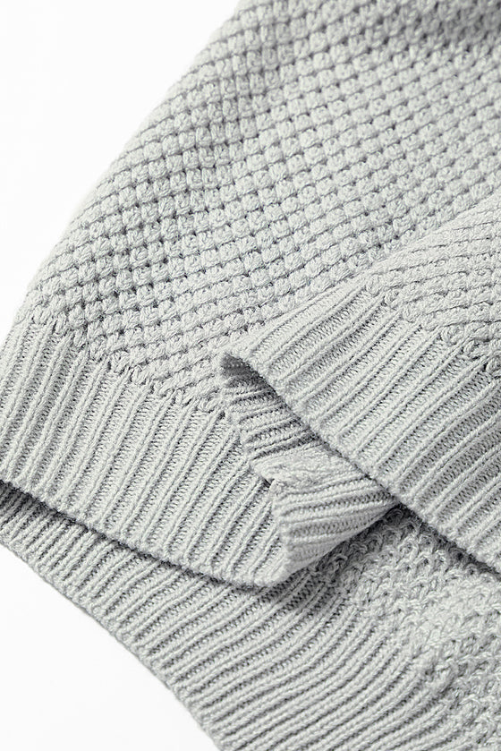 Turtleneck Textured Short Sleeve Sweater